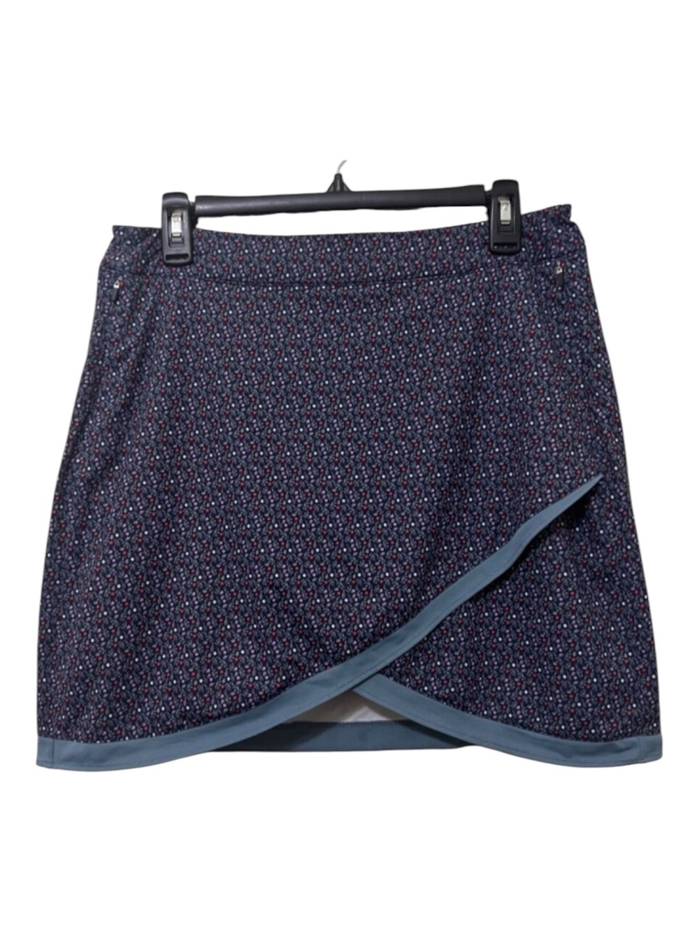 PETER MILLAR Navy/Teal Floral Laura Wrap Golf Skort Performance Tennis Preppy M